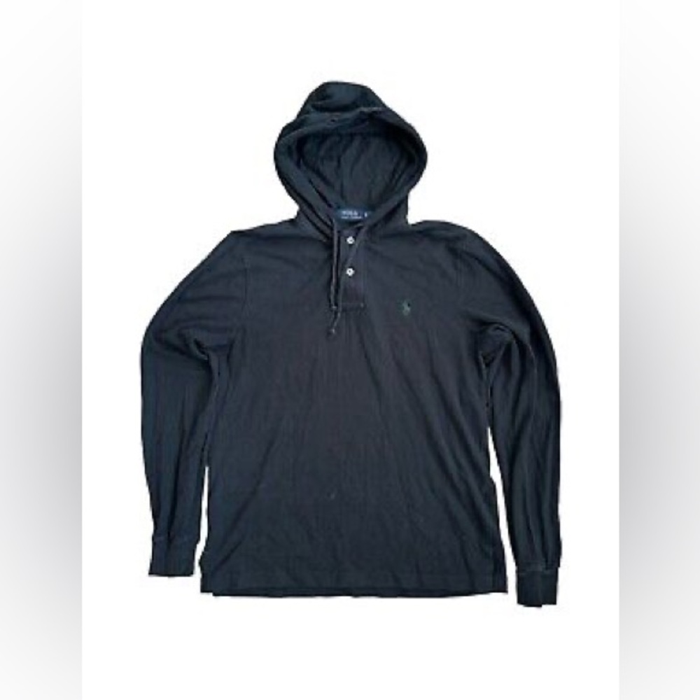 Polo Ralph Lauren Hoodie Black Pullover Jacket Size M Cotton Blue Label Tag